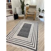 Kilim &Ccedil;ift Taraflı Bohem Seri Dokuma Kilim Gri-Beyaz