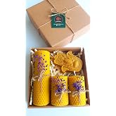 Petekoğlu Doğal Petek Balmumu Mum Hediyelik Dekoratif Set Hamse Bereket Eli Beeswax Canle Gift Set