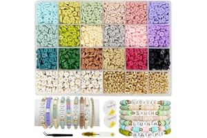 KONOZ Perline per bracciali, set di perline in argilla, 6 mm, 26 colori, per infilare, braccialetti dell'amicizia, fai da te, gioielli fai da te, perline per fai da te, orecchini per adulti