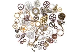 HFDONGL 76 Stück Steampunk Deko Steampunk Accessoires Steam Punk Zahnrad Anhänger für Handwerk Schmuckherstellung Zubehör