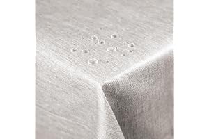 Juspota Tovaglia Effetto Lino, Rectangular 80 x 120 cm, Lavabile, Impermeabile, Antimacchia, Lino + TPU, Tovaglia Effetto Loto per Cucina Ristorante, Grigio argento