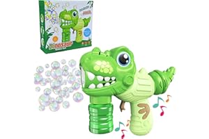 AYAAFA Bubble Machine Gun Dinosaur Toys, Bubble Blaster 12 Holes Bubble Maker 8000+ Colorful Bubbles (Green)