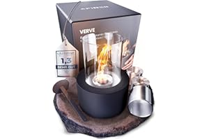 ‎FIRELL Firell Bioethanol Table Fireplace, Black, Made of Solid Concrete, Ethanol Table Fire, Indoor and Outdoor, Table Stove Warming with 3 Hours Burning Time, Safe Table Fireplace, Fire, Living Room, Patio,