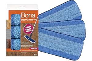 Bona Microfibre Cleaning Pad, for Wood and Hard-Surface Floors, fits Bona Family of Mops, 3 Count (Pack of 3), Blue