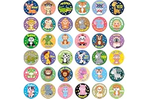 Bailinks 1080 Pcs Reward Stickers for Children, Teacher Stickers Motivational Animal Stickers, 1 Inch School Stickers on Sheets, for Children Students Teachers Classroom