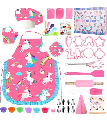 Kit Pâtisserie Enfant 38 Pièces BUOAZR - Tablier, Toque, Moules, Accessoires DIY