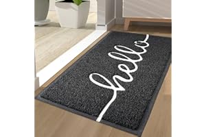 Homaxy zerbino Ingresso casa 44 x 77 cm, Antiscivolo e Essorbente zerbino, zerbino Ingresso Esterno Resistente Sporco, Tappeto Entrata Interno, per interni ed esterni, Nero
