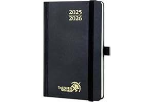 POPRUN Agenda De poche 2025 2026 Semainier 16 x 10,5 cm D'Août 2025 à Déc 2026, Petit Planner Scolaire 17 Mois, Couverture Rigide avec Intervalle Horaire, Papier 80g/m², Noir