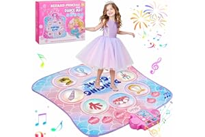 Gleamkid Dance Mat,LED Light-Up 9-Button Dance Mat for Girls,3 Modes and 3 Difficulty Levels,Adjustable Volume,Built-In Music,Standby function,Girls Birthday Presents/Toys for Age 3-12