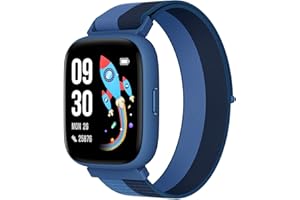 BIGGERFIVE Pulsera Actividad Niños Niñas 5-16, 1,8" Reloj Inteligente Podómetro, Frecuencia Cardíaca, Resistente al Agua IP68, Monitor de Sueño, Despertador, Juegos de Rompecabezas con/sin App, Nylon