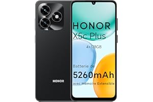 HONOR X5c Plus Smartphone Dual SIM NFC, 5260mAh Batterie, 4+128GB, 6.74 Pouces 90 Hzécran Confort Téléphone, Caméra 50 mégapixels, Android 15, MicroSD 1 to Extensible, Midnight Black