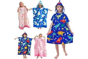 BITOYO Badeponcho mit Kapuze, Extragroßes Handtuch Kinder Mikrofaser Strandtücher Schwimmen Pool Handtuch Badetuch Duschtücher für Mädchen Jungen mit Einer Körpergröße von 120–170 cm (Dinosaurier)