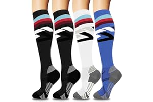 ‎ACTINPUT ACTINPUT 4 Paar Kompressionsstrümpfe für Damen Herren, Bunte Stützstrümpfe Kompressionssocken für Sport, Flug, Laufen, Reisen, Radsport, krankenschwester