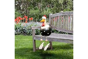KAMNDEX Huhn Gartendeko, Harz und Keramik Hahn Deko Ornament Handarbeit Gartenstatuen Dekorative Hen Yard Dekor Geschenk Animal Figurine Farmhouse Garden Stake für Haus Andenken (Black)