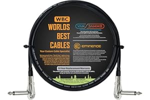 WORLDS BEST CABLES Van Damme Pro grado Classic XKE – 60 cm – flexible blindado pedal de efectos para guitarra o bajo instrumento, Cable de conexión – de bajo perfil, en ángulo recto panqueque TS conectores (6,35 mm)