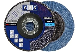 SBS Tarcze wachlarzowe | Ø 115 mm | Ziarno 60 | 10 sztuk | Inox niebieski metal i drewniany szlifierka kątowa