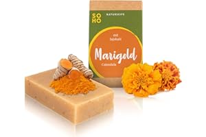 SOHO Naturkosmetik Savon douche « Marigold » • Gel douche solide au calendula (calendula) • Savon végétalien pour le corps et les mains (95 g)