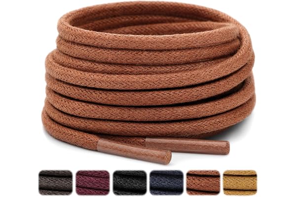 Stepace 2 Paires de Lacets Cirés Ronds pour Chaussures Habillées, Bottes et Oxford - Lacets en Coton de Qualité Premium, 2,5-3 mm de Diamètre - 7 Longueurs et Multiples Couleurs