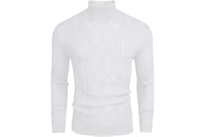 COOFANDY Pull à col roulé pour homme - Manches longues - Tricot torsadé - Coupe ajustée - Pull d'hiver - Pull business basique