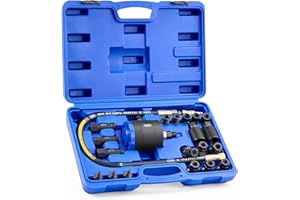 Orion Motor Tech 24 Pezzi Estrattore Pneumatico per Iniettori Diesel per Rimuovere Iniettori a Vibrazione d'Aria da 5-8 Bar con Martello Estrattore, 19 Adattatori, Tubo di Prolunga e EU US Connettori