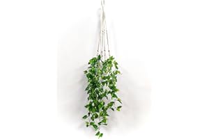 Comtelek Hanging Plant with Pot, Artificial Hanging Plants, Boho Decorative Hanging Basket Plants, Macramé Hanging Basket, Artificial Plant, Hanging for Indoors, Living Room, Balcony