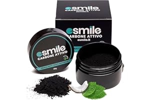 ESMILE Polvere Sbiancante Denti Immediato - Carbone Attivo Naturale al gusto di Menta per uno Sbiancamento Professionale - Pasta per Denti Bianchi (-, Carbone Attivo)