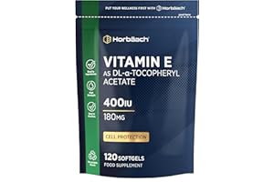 HORBÄACH Vitamin E Capsules 400iu | 120 Softgels (4 Months Supply) | Highly Absorbable VIT E as Alpha Tocopheryl Acetate | High Strength Cell Protection from Oxidative Stress | Easy to Swallow | by Horbaach