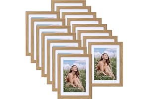 Vasemouh Cornice 15x20,Portafoto da Tavolo o Parete, Perfetto per Casa Ufficio, Cornice di Colore Legno Naturale Mdf Set 15