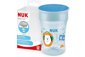 Kubek niekapek NUK Magic Cup | Krawędź zapobiegająca rozlaniom 360° Anti-Spill | 8+ miesięcy | Wolny od BPA | 230 ml | jeż (niebieski)