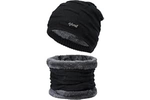 DGSHIRLDJO Juego de gorro y bufanda de invierno para hombre y mujer con forro polar, gorro térmico y braga de cuello 2 en 1 para ciclismo, moto, actividades al aire libre, talla única