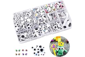 Hoiny Wackelaugen Selbstklebend 1200 Stück, 5mm-25mm Groß Kulleraugen, Kunststoff Puppe Augen zum Aufkleben für DIY Scrapbooking Bastelzubehör Bastelbedarf