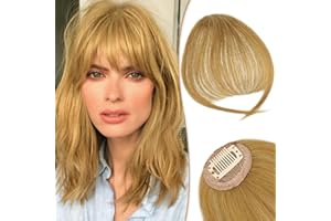 RUWISS Frangia Clip Capelli Veri Natural Frangetta Frontale Extension 100% Capelli Veri Bangs Hair Clip Frangia Posticci per Capelli Umani per Donna (Biondo)