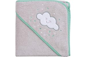 ClevaMama Apron Baby Bath Towel with Hood for Newborn, Babies and Toddlers in Ultra Soft Cotton, Absorbent, for boys and Girls 0 - 4 years - Grey, 98x98 cm