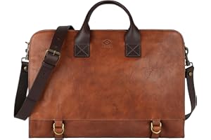 Time Resistance Leather Briefcase for Laptop Attache Case Messenger Bag for Men and Women