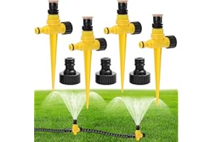 Atuoxing Zraszacz ogrodowy 360°, automatyczny, obrotowy zraszacz ogrodowy, do trawnika, ogrodu, na zewnątrz (żółty)