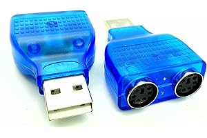 zdyCGTime (2-Pack Bleu Souris Clavier USB A mâle vers Dual PS/2 connecteur Femelle Adaptateur, Nouveau USB mâle vers 2 PS/2 Femelle Adaptateur Actif T-Splitter
