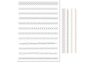 CRASPIRE Filo da Cucito Timbro in Gomma Trasparente Cuciture Linee da Ricamo Pizzo Guarnizioni in Silicone Trasparente Timbro per Creazione di Biglietti per Journaling Fai da Te Scrapbooking Album