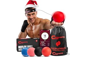 CHAMPS MMA Boxing Reflex Ball Set of 4 with App– Boxing Ball MMA Gear of with Varying Weights with Headband and 4 Spare Strings to Improve Speed, Hand-Eye Coordination for Men And Kids Gift