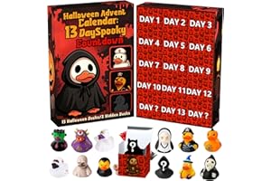 FUNEWEST Halloween Advent Calendar – 13 Day Spooky Rubber Ducks Countdown with 2 Hidden Surprise Ducks –Halloween Decorations, Collectible Toys & Party Favours for Kids and Adults