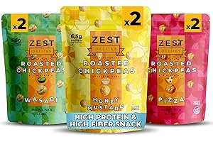 Garbanzos Asados por Zest Delites, Snacks de Garbanzos, Garbanzos Secos, Snacks Saludables para Adultos, Snacks de Proteínas Vegetales, Sabores de Pizza, Mostaza con miel, Wasabi