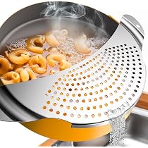 Norhogo Colino A Scatto In Silicone, Scolapasta Dosatore Per Pasta, Scolapasta Da Cucina Colino Per Pasta In Silicone Resistente Al Calore A Mani Libere Adatta A Tutte Le Ciotole E Pentole Grigio - 3