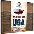 Virginia Boys Kitchens Walnut Wood Chopping Board - 43 x 28 cm Large Rectangular American Hardwood Cutting and Carving Countertop Block with Juice Drip Groove
