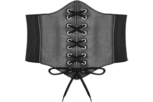 Hoerev Women Girls Elastic Wide Band Elastic Tied Waspie Corset Waist Belt