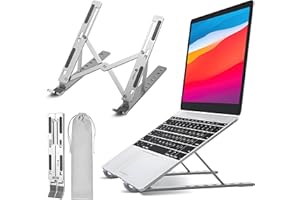 Tygot 6 Angles Adjustable Aluminum Ergonomic Foldable Portable Tabletop Laptop/Desktop Riser Stand Holder Compatible for MacBook, HP, Dell, Lenovo & All Other Notebook (Grey)