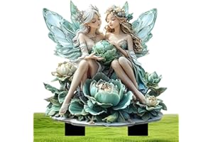 kivrimlarv Ornamento da giardino in resina a forma di fatina, statuetta da giardino delle fate, in resina resistente alle intemperie e disegni stravaganti per decorazione esterna, ideale per