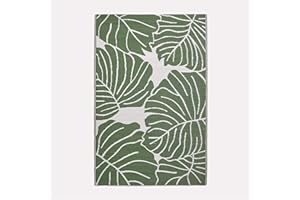 Homescapes - Tappeto da giardino in plastica riciclata, 100% riciclata, 180 x 270 cm, leggero, impermeabile, motivo foglie botaniche "Ada", per interni ed esterni