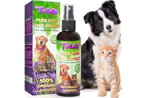 Spray Anti-Puces Chien et Chat - Traitement Naturel pour Animaux de Compagnie - Huiles Essentielles et Vitamine E - 100 ML - Toldi
