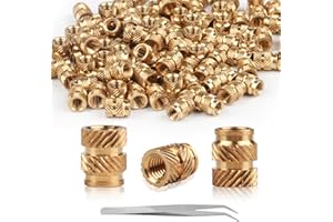 ALAHUGYEF 100 Pz M3 Inserto Filettato, Inserti Filettati a Caldo, Inserto Filettate in Ottone, Inserto Filettato Stampa 3D, Dado Boccola filettata Filettate in Ottone Inserimento per Plastica Stampante 3D