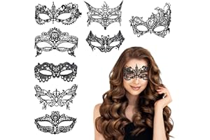 Ouxayapl 8 Stück Spitze Maske, Venezianische Maske Damen, Schwarz Sexy Lace Augenmaske für Frauen, Augenmaske für Halloween, Weihnachten, Karneval und Kostümpartys Party