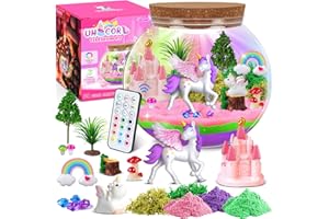 RONSTONE Einhorn Spielzeug Kindertag Geschenk für Mädchen Terrarium-Bastelsets für Kinder Uni Corn Geschenke für Mädchen und Jungen ab 4 5 6 7 8 9+ Jahren – DIY Girl' Einhörner Feengarten